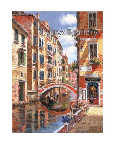 ציור שמן צבעוני ובתים של ונציה